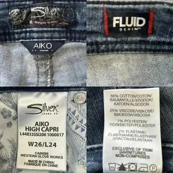 Silver Skinny Jeans Aiko High Capri Ankle Crop Mid Blue Denim Size 26 - Picture 14 of 16